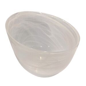 Alabaster Opulent White Swirl Bowl High Low Design Hand Cast Swirl